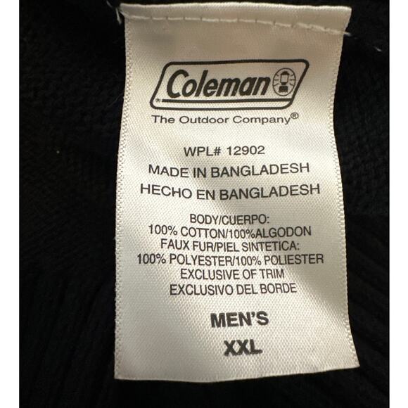 Coleman Outdoor Men’s 1/4 Zip Cotton Knit Sweater Faux Fur Collar Black Size XXL - Picture 9 of 10